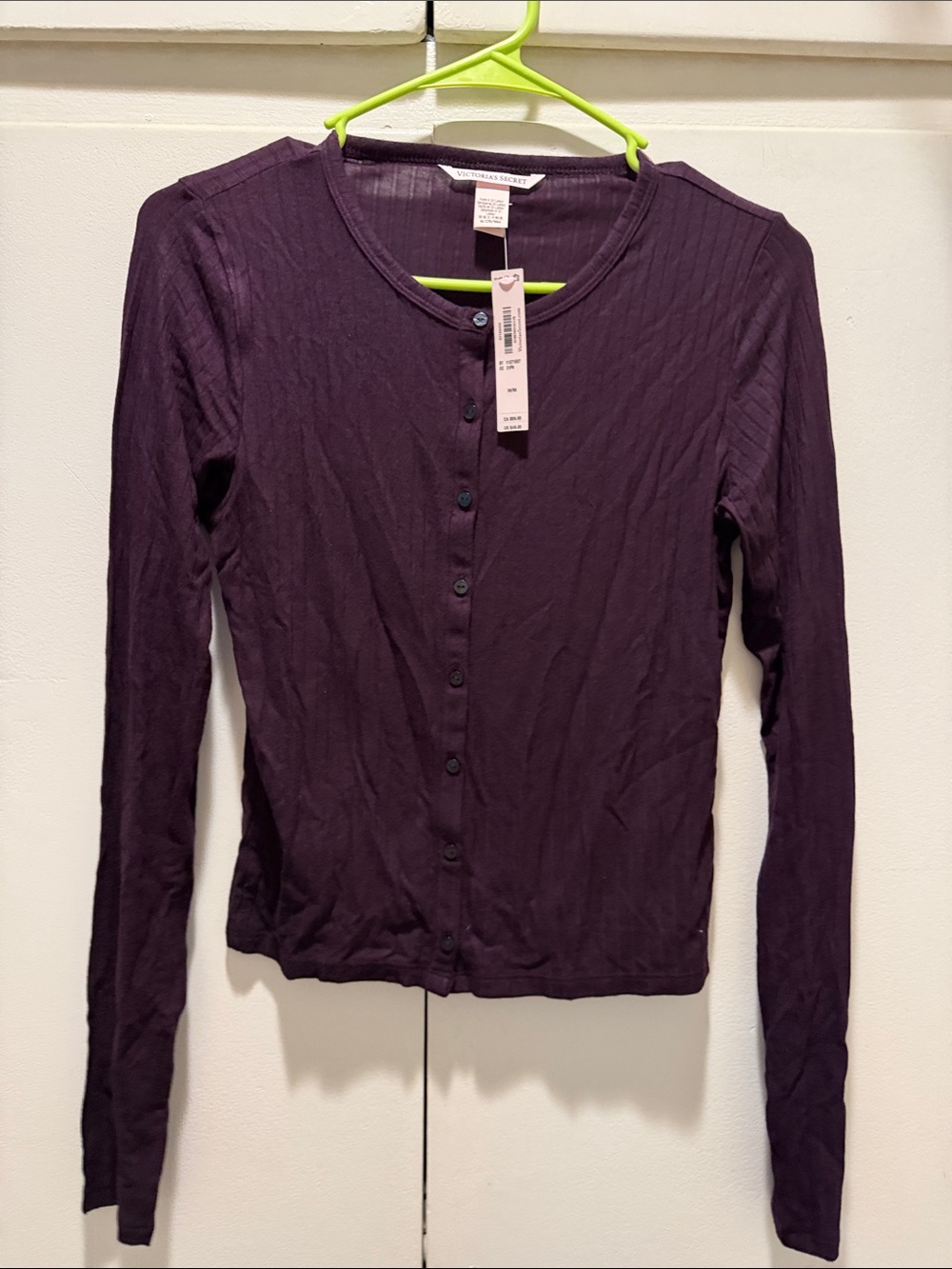 Victoria's Secret Deep Purple Ribbed Button-Front Top